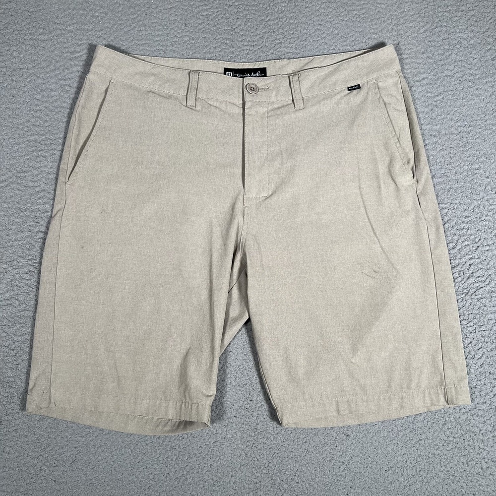 Travis‎ Mathew Shorts Mens 36 Brown Hybrid Golf Casual Preppy Performance Logo